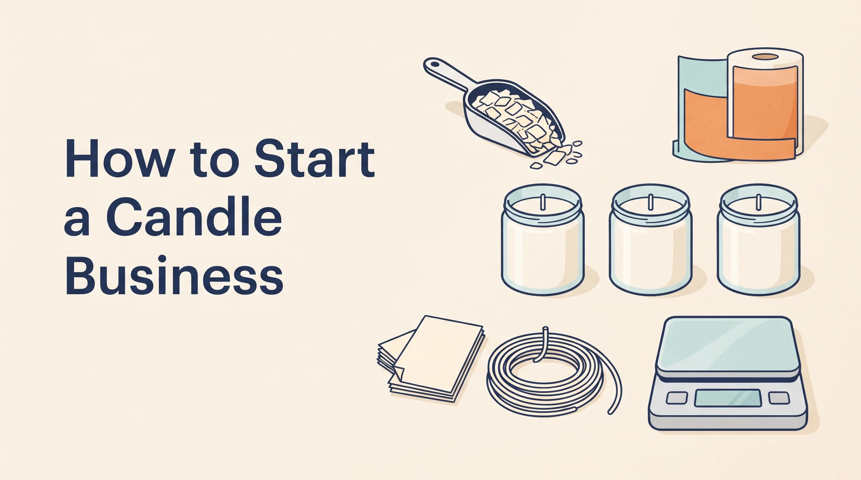 A candle making workbench with a finished candle and a simple planning sheet